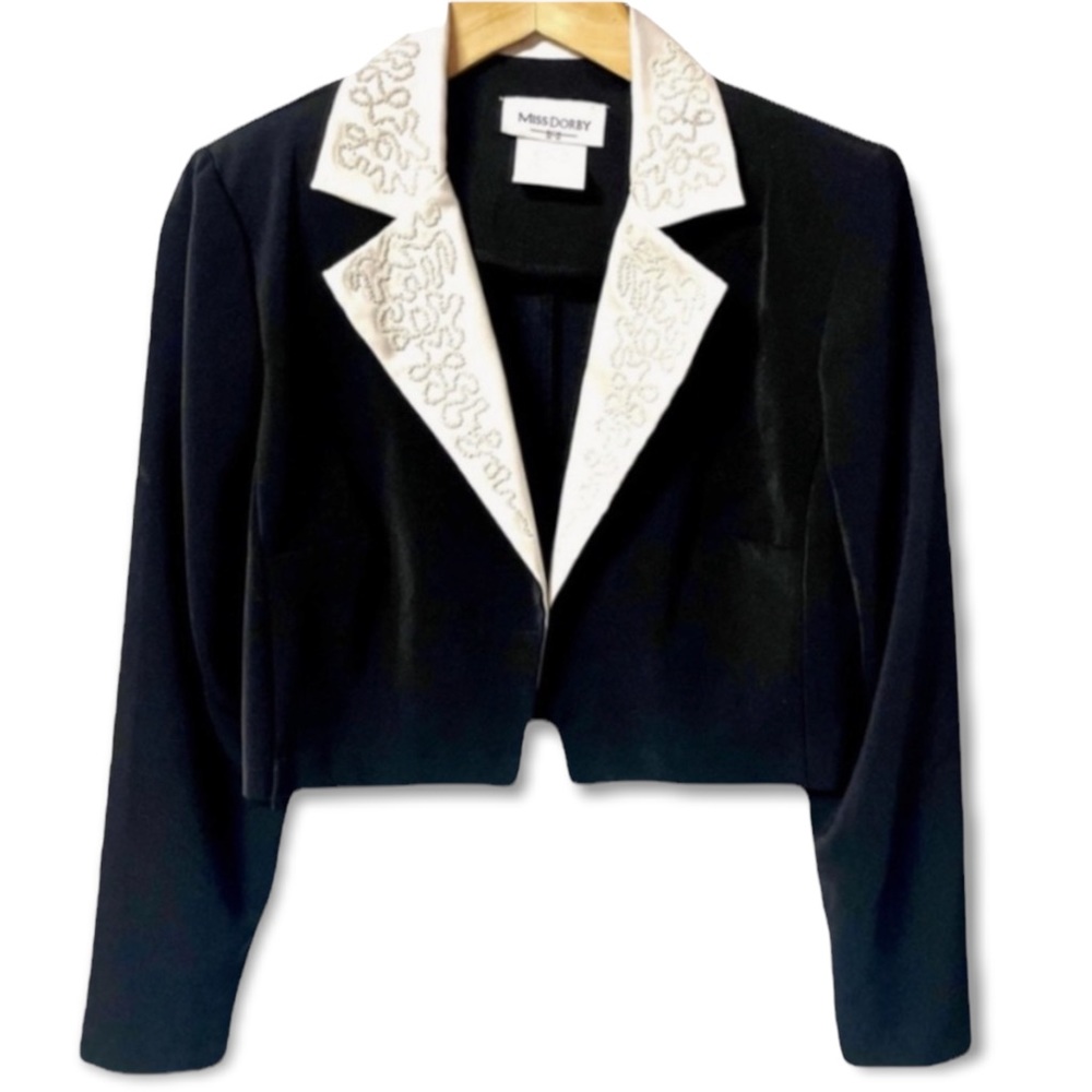 Miss Dorby gorgeous vintage Y2K bolero jacket w/ seed pearl swirly beading
